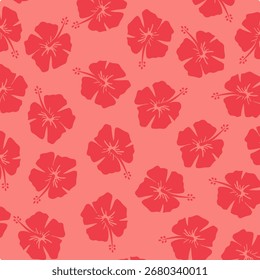 Patrón tropical sin fisuras de hibisco. Patrón botánico exótico con hibisco perfecto para impresiones textiles, Fondo de pantalla, envoltura y decoración de verano