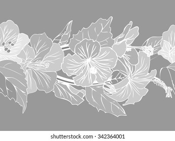 Hibiscus seamless vector drawing for background