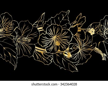 Hibiscus seamless vector drawing for background