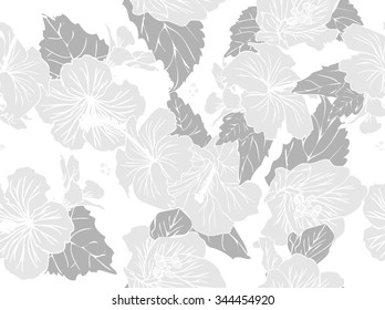 Hibiscus seamless vector drawing for background and text