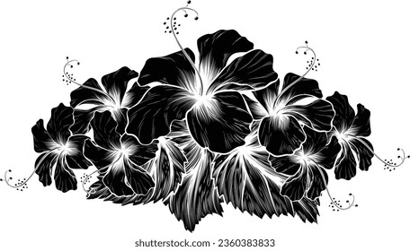 Illustration de fleur de silhouette d'hibiscus de style vintage