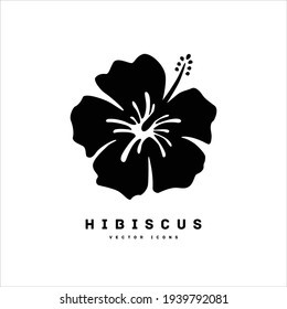 Hibiscus silhouette icon vector illustration