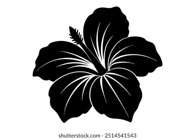 Hibiscus Silhouette ilustração vetorial sobre fundo branco.