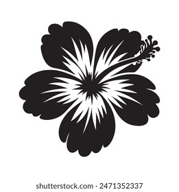 A Hibiscus silhouette with white background Flower.