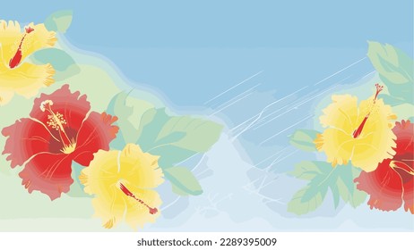 hibiscus and sky background illustration