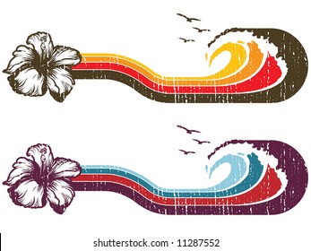 hibiscus stripe illustration
