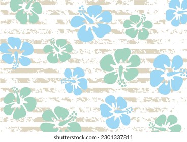 Hibiscus and stripes background, vector illustration