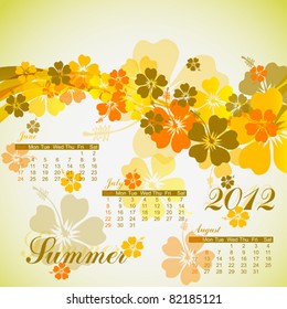 Hibiscus summer calendar 2012, vector illustration, eps10