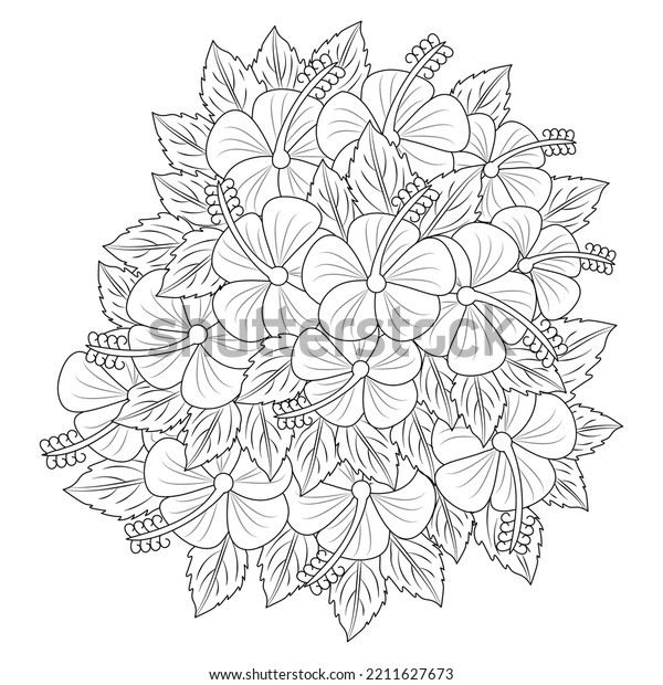 Hibiscus Syriacus Flower Common Hibiscus Flower Stock Vector (Royalty ...