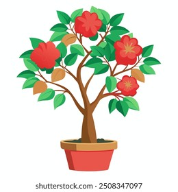  hibiscus tree in pot vector