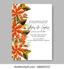 Hibiscus tropical floral wedding invitation template card