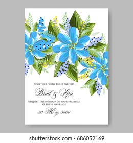Hibiscus tropical floral wedding invitation template card