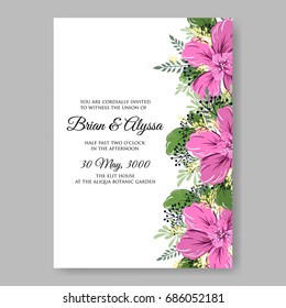 Hibiscus tropical floral wedding invitation template card