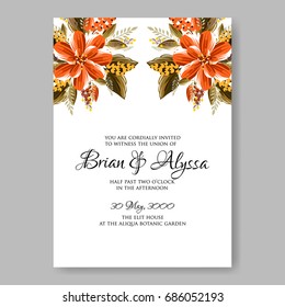 Hibiscus tropical floral wedding invitation template card