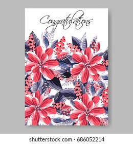 Hibiscus tropical floral wedding invitation template card