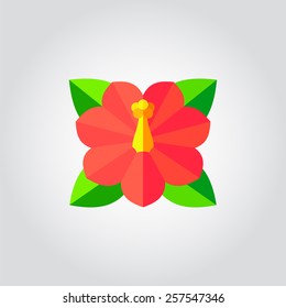 Hibiscus, tropical flower, icon design, vector illustration