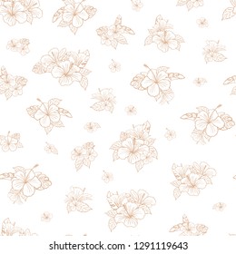 Hibiscus tropical flower linear pattern vector. Illustration