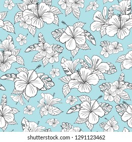 Hibiscus tropical flower pattern vector. Illustration