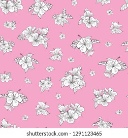 Hibiscus tropical flower pattern vector. Illustration