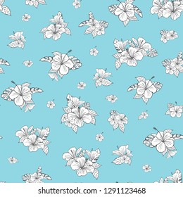 Hibiscus tropical flower pattern vector. Illustration