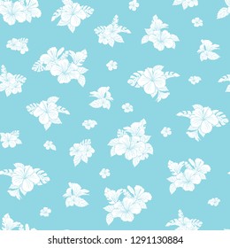 Hibiscus tropical flower silhouette pattern vector. Illustration