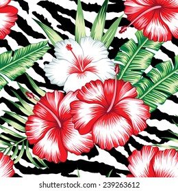 hibiscus tropical seamless background