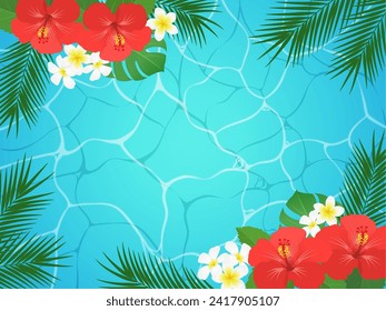 Hibiscus and water background frame