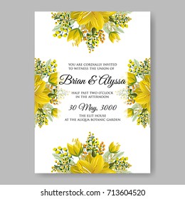 Hibiscus wedding invitation card template Floral vector background for tropical summer