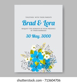 Hibiscus wedding invitation card template Floral vector background for tropical summer