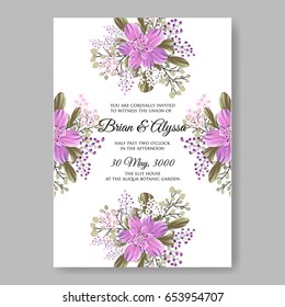 Hibiscus wedding invitation template Vector floral card.