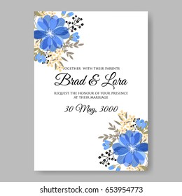 Hibiscus wedding invitation template Vector floral card.