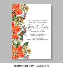 Hibiscus wedding invitation template Vector floral card.
