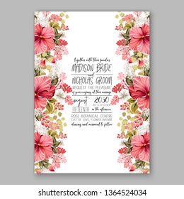 Hibiscus wedding invitation tropical floral background Aloha awaii luay