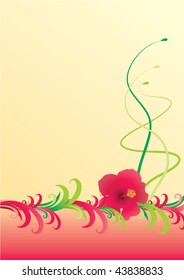 hibiscus yellow  border illustration