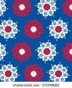 hibiscuse and soccer ball pattern graphic design vector art