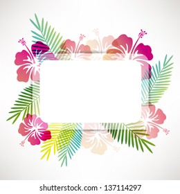 hibiscuses and monstera background