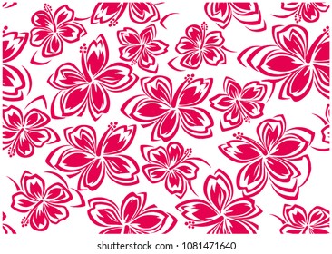 Hibiscus's full handle background illustration, texture, seamless design