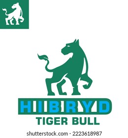 hibryd wild creature logo, silhouette of green beast animal vector illustrations
