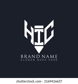 HIC Unique modern flat abstract geometric initials vector letter logo design.
