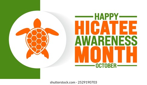Hicatee Awareness Month background or banner design template is observed every year in October. Holiday concept. Template for card, poster, placard, template.
