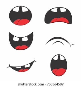 Hick Cartoon Mouth Set Vector