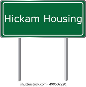 Hickam Housing , Hawaii , road sign green vector illustration, road table, USA city