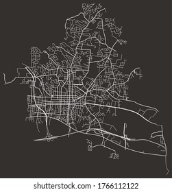 Hickory, North Carolina, USA – urban city vector map, roads transport network, downtown and suburbs, highways, town center aerial view, city footprint/blueprint
