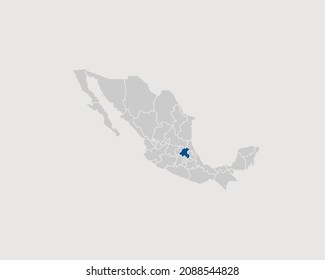 Hidalgo Highlighted on Mexico Map Eps 10