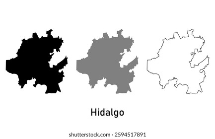 Hidalgo map Mexico state. map in various style outline, black, and gray