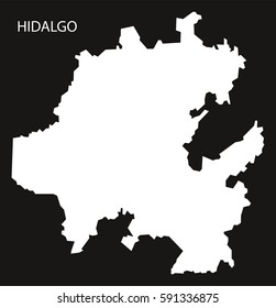 Hidalgo Mexico Map black inverted silhouette