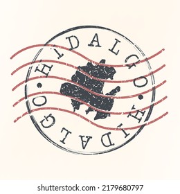 Hidalgo, Mexico Stamp Map Postal. Silhouette. Passport Round Design. Vector Icon. Design Retro Travel National Symbol.