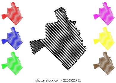 Hidalgo municipality (Free and Sovereign State of Coahuila de Zaragoza, Mexico, United Mexican States) map vector illustration, scribble sketch Hidalgo map