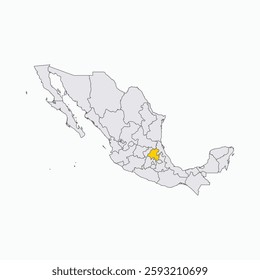 Hidalgo Region highlighted on Mexico map