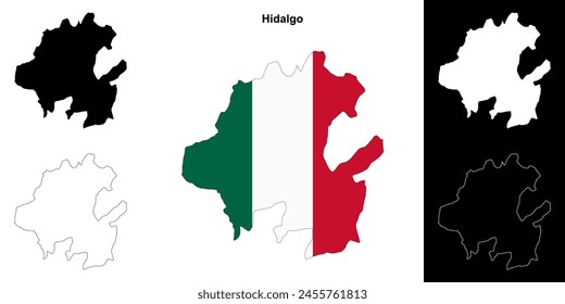 Hidalgo state outline map set